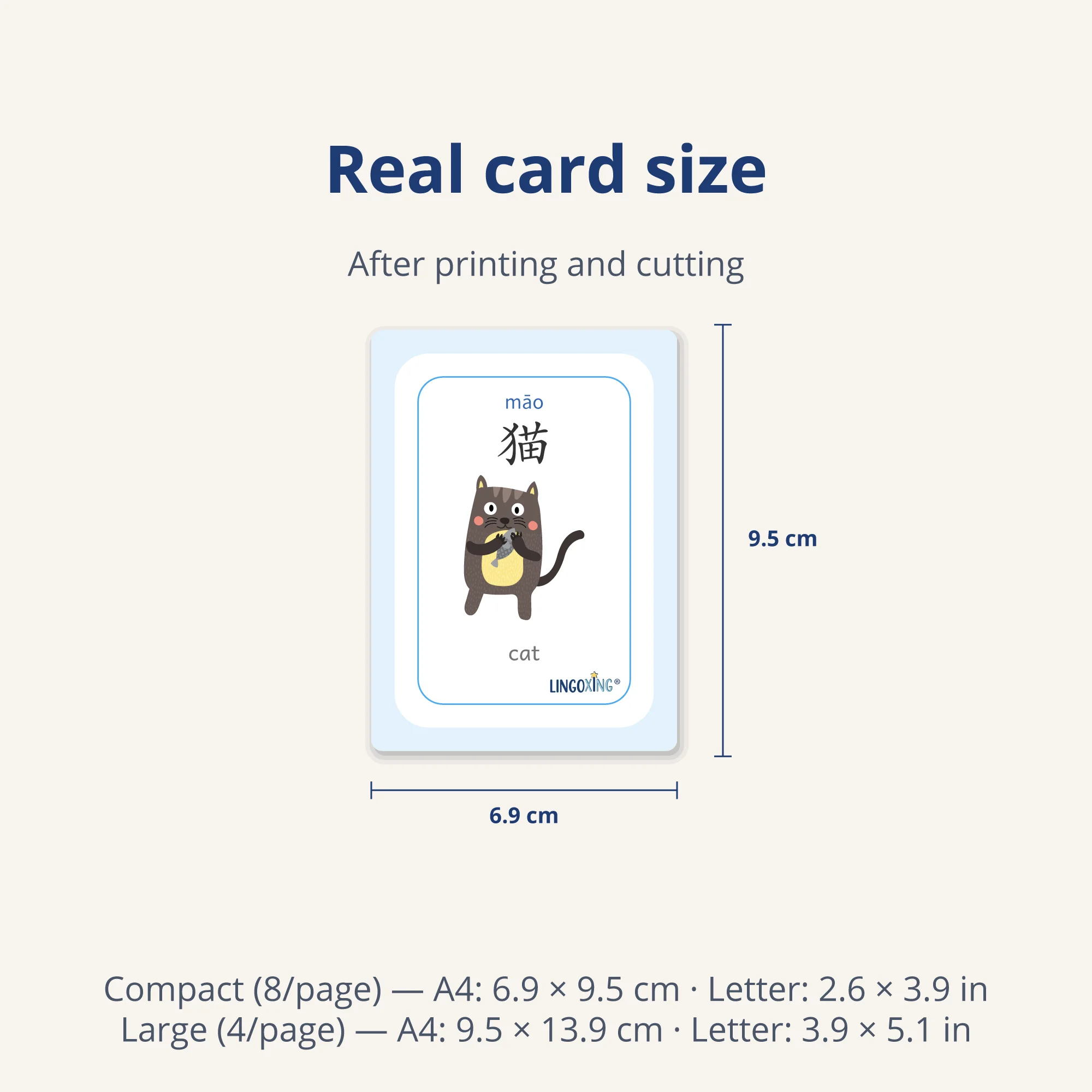 Chinese Animal Flashcards — 40 Words (PDF) — card size